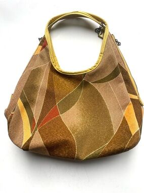 Jeanne Lottie Abstract Print Hobo Shoulder Bag Canvas Large Zip Totey handbag